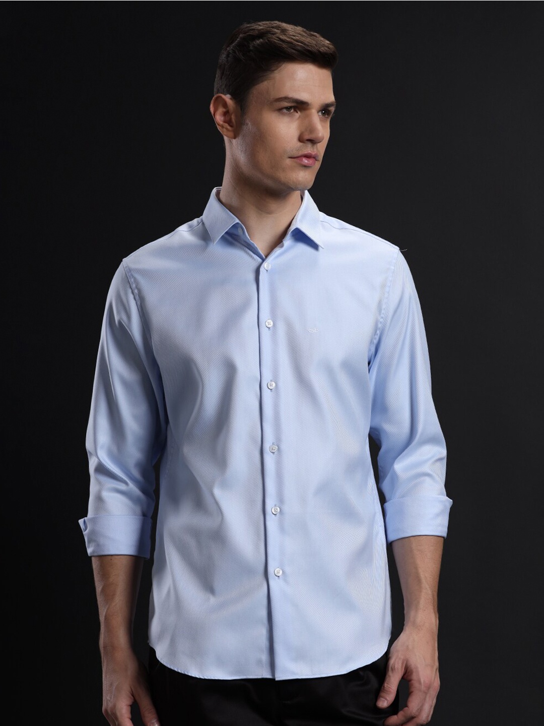 

Aldeno Spread Collar Cotton Formal Shirt, Blue