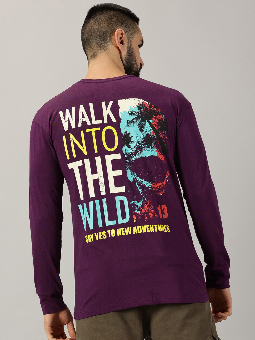 

GESPO Typography Printed Drop Shoulder Pure Cotton T-shirt, Burgundy