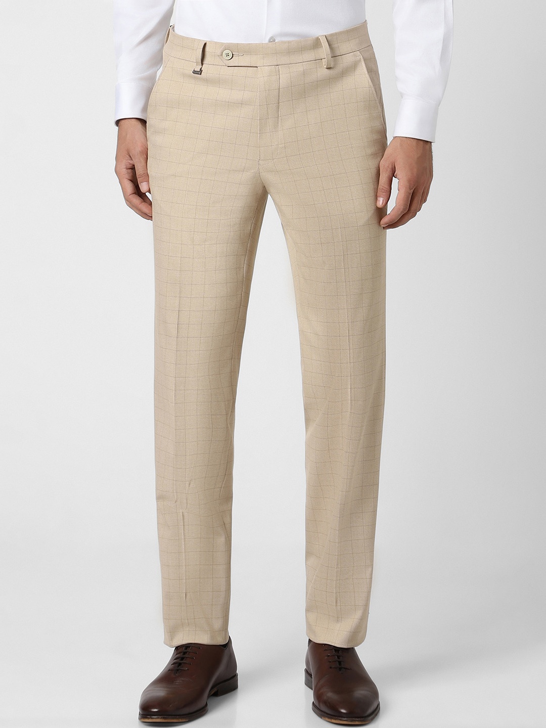 

Van Heusen Men Checked Slim Fit Formal Trouser, Beige