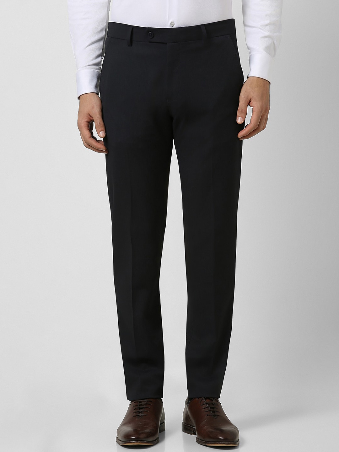 

Van Heusen Men Textured Slim Fit Formal Trouser, Black