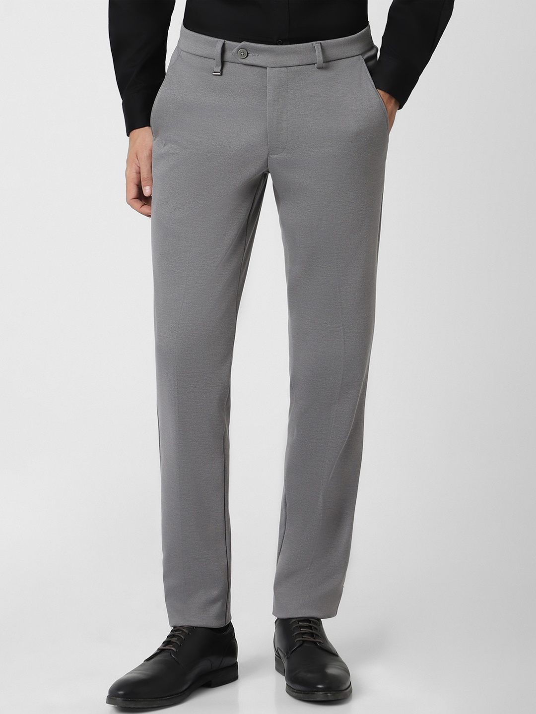 

Van Heusen Men Slim Fit Mid Rise Trousers, Grey