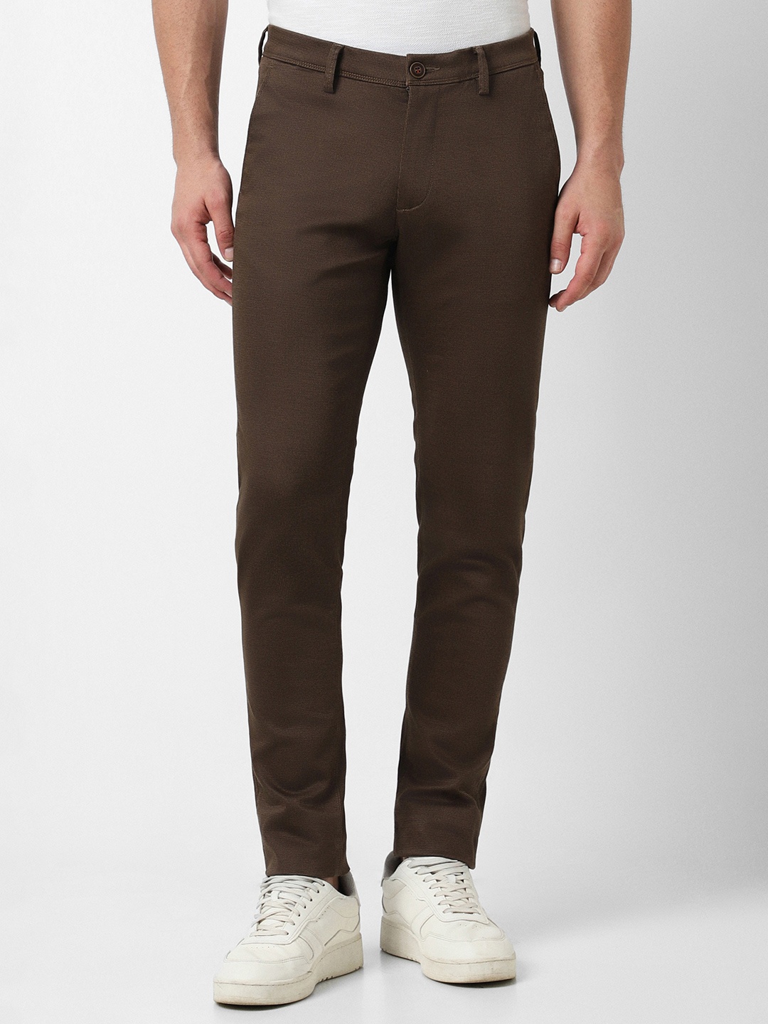 

Van Heusen Sport Men Slim Fit Textured Trousers, Brown