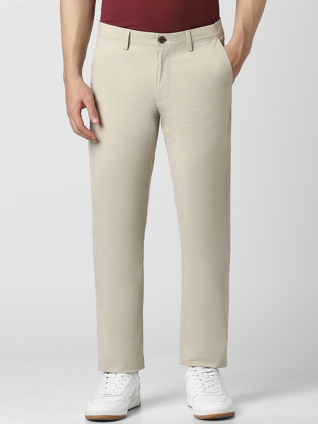 

Van Heusen Sport Men Slim Fit Solid Trousers, Beige