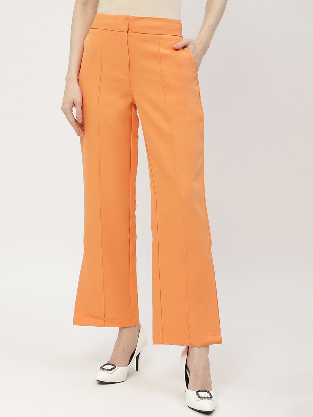 

Madame Women High Rise Parallel Trousers, Orange