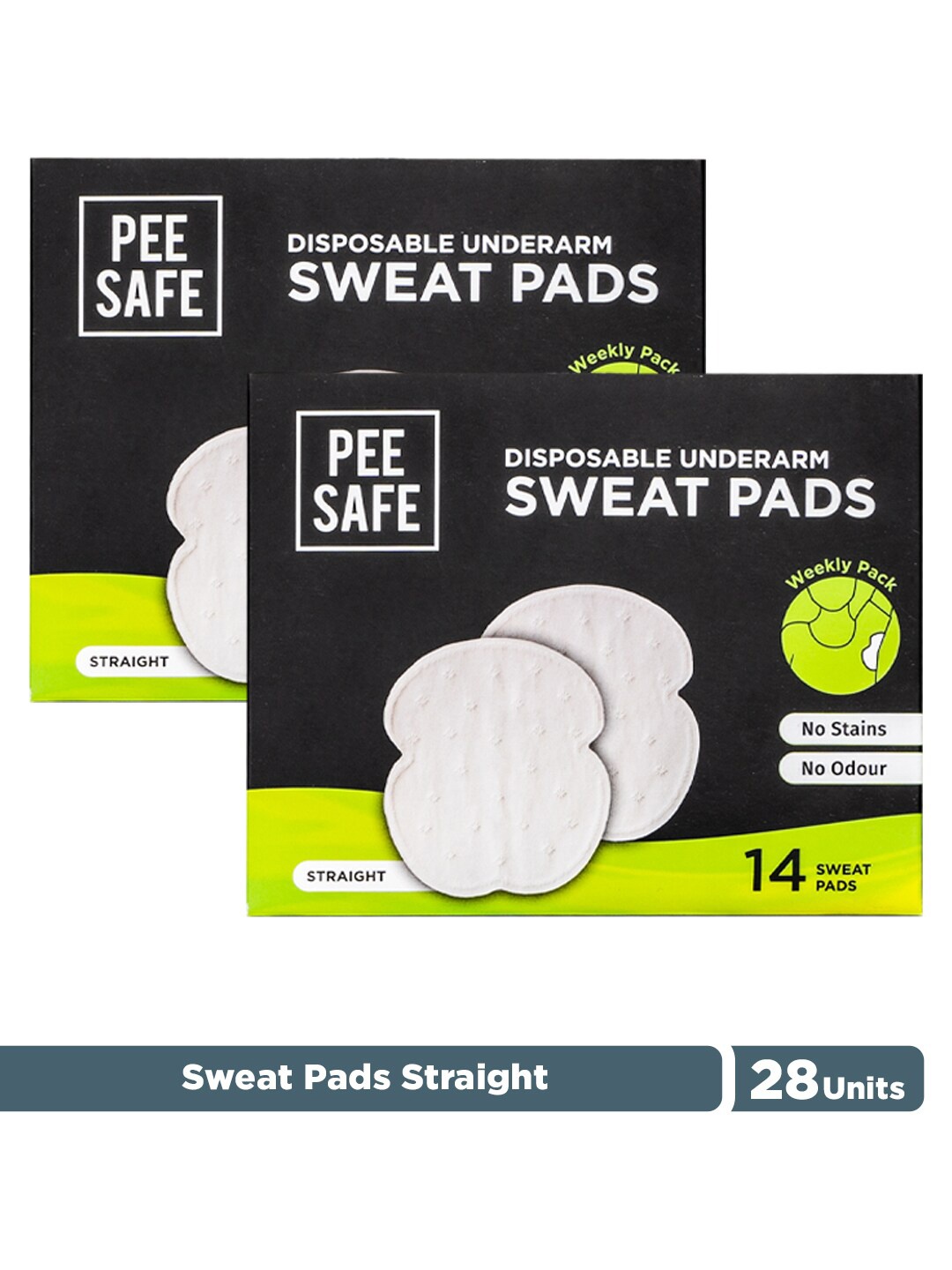 

PEESAFE Set of 2 Disposable Underarm Sweat Pads - 14 Sweat Pads Each, Black