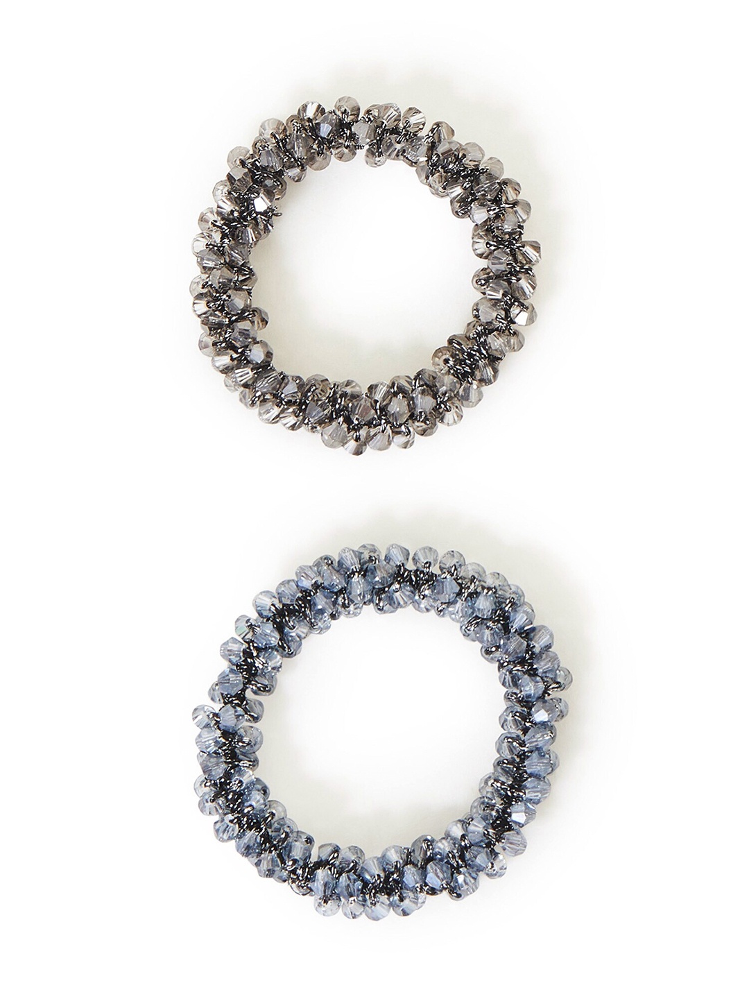 

Accessorize Women Set of 2 Embellished Ponytail Holders, Grey