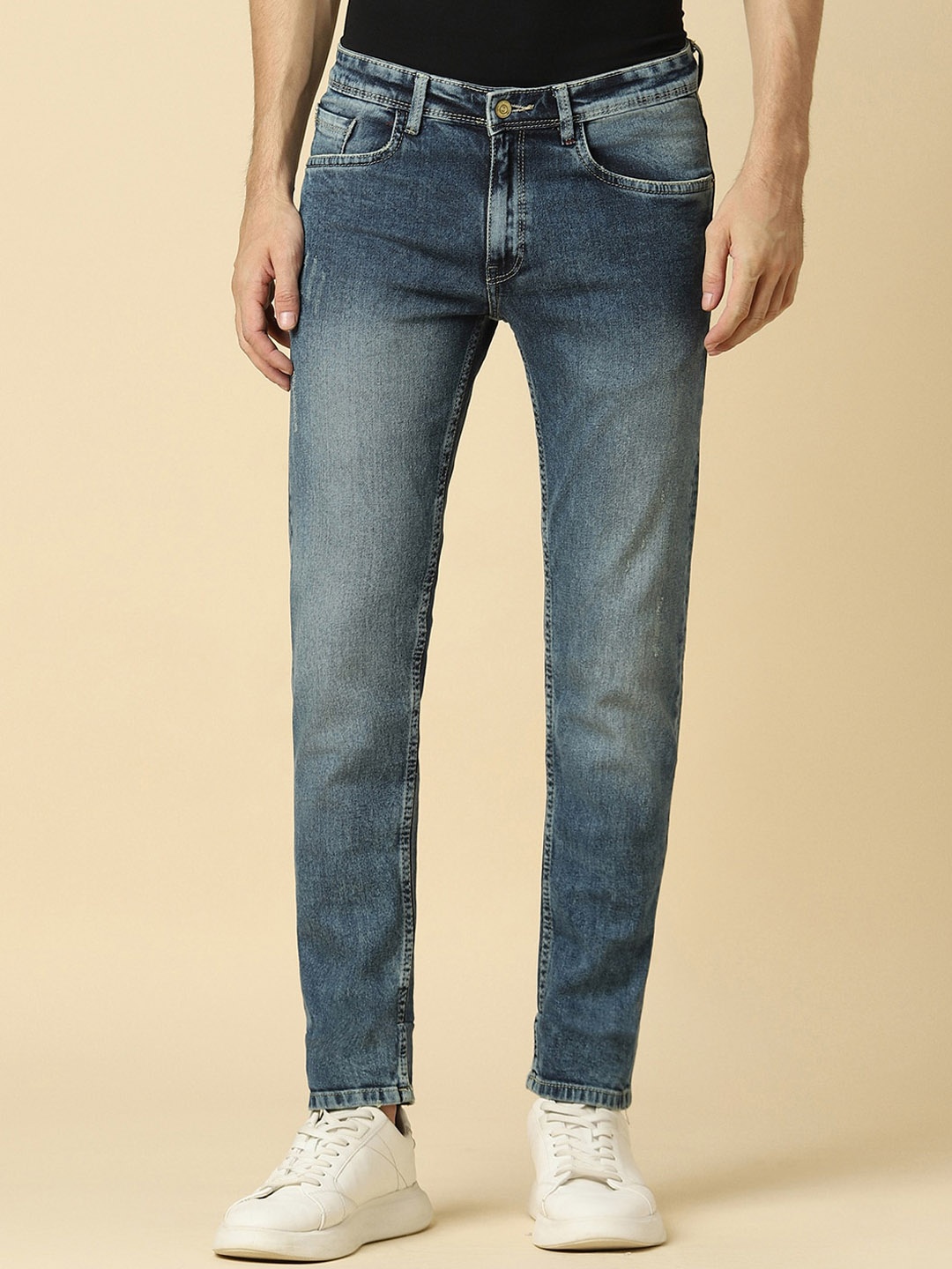 

Allen Solly Men Skinny Fit Heavy Fade Stretchable Jeans, Blue