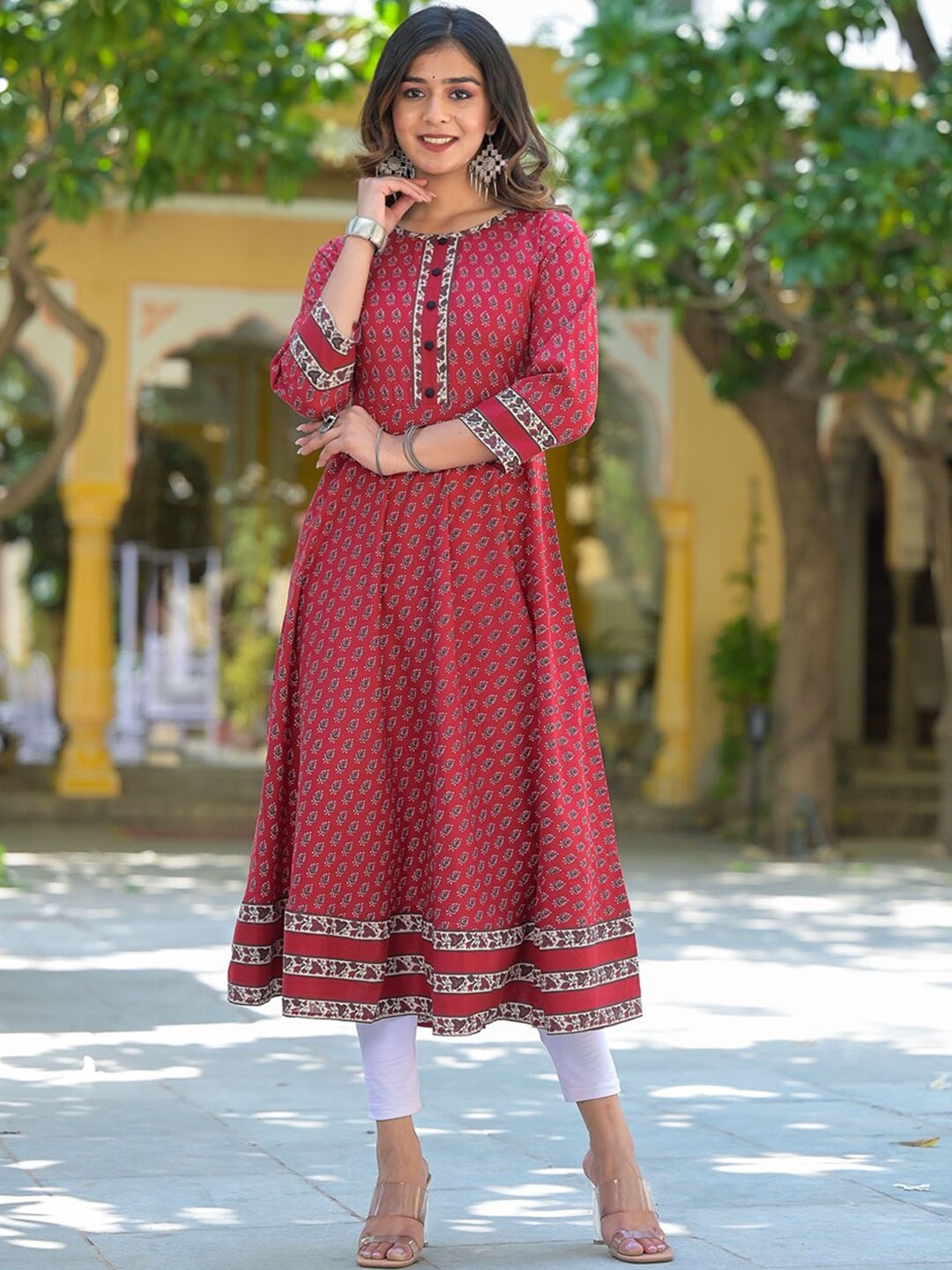 

KALINI Women Ethnic Motifs Printed Kurta, Maroon