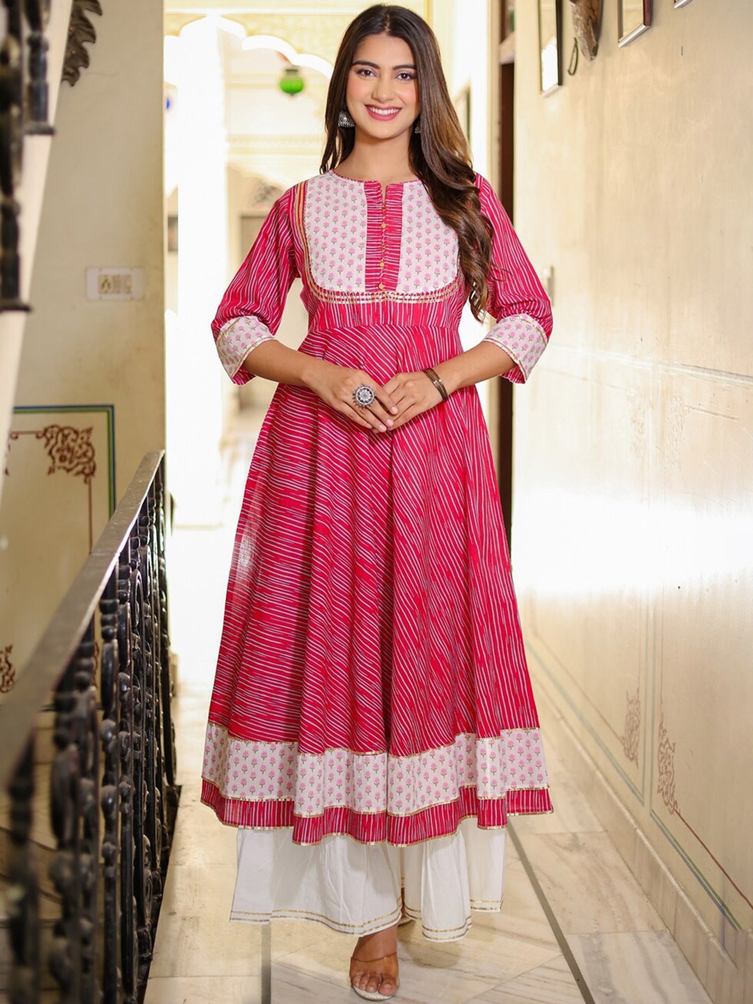 

KALINI Women Ethnic Motifs Printed Anarkali Kurta, Pink