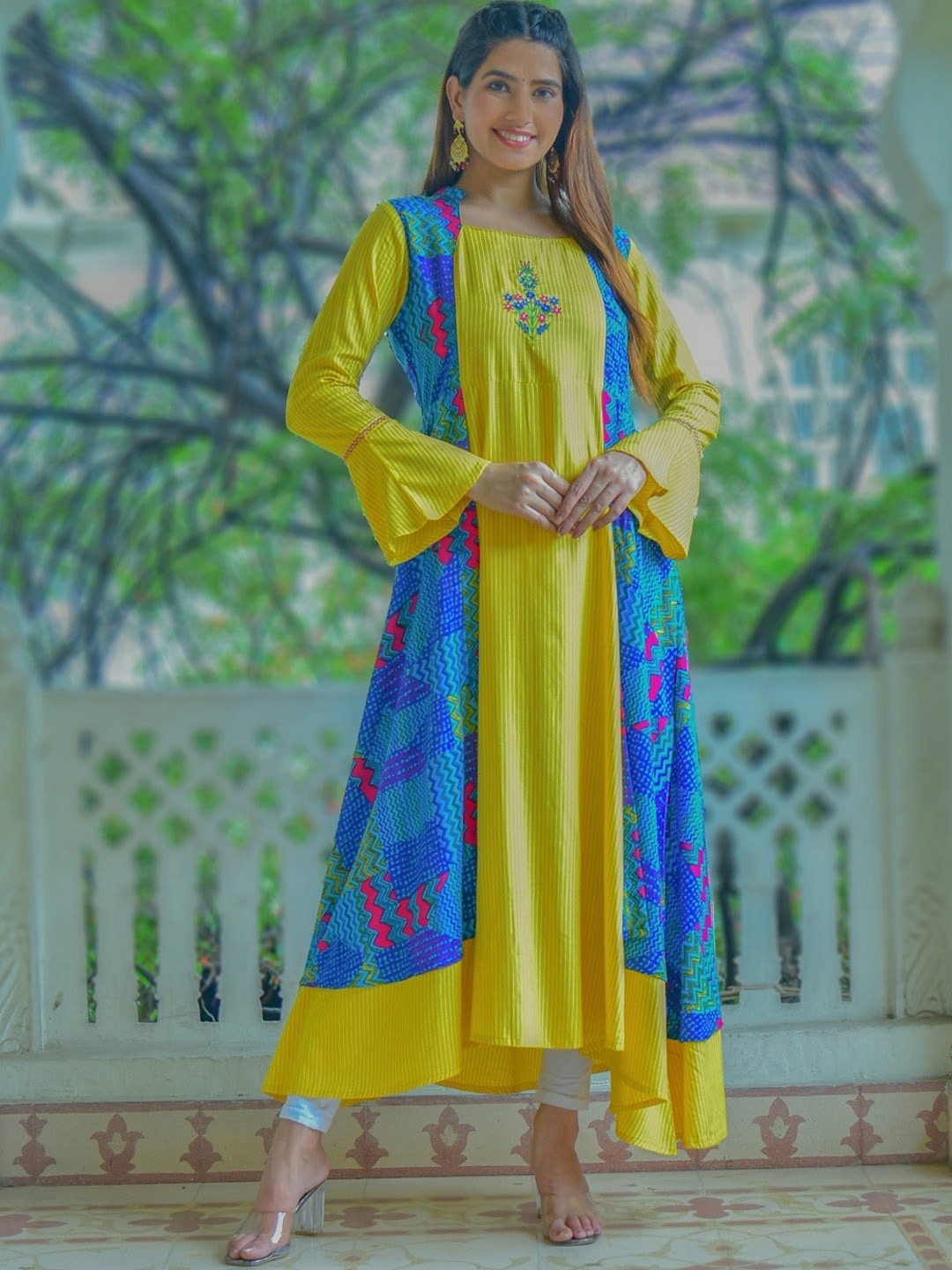 

KALINI Women Checked Anarkali Kurta, Multi