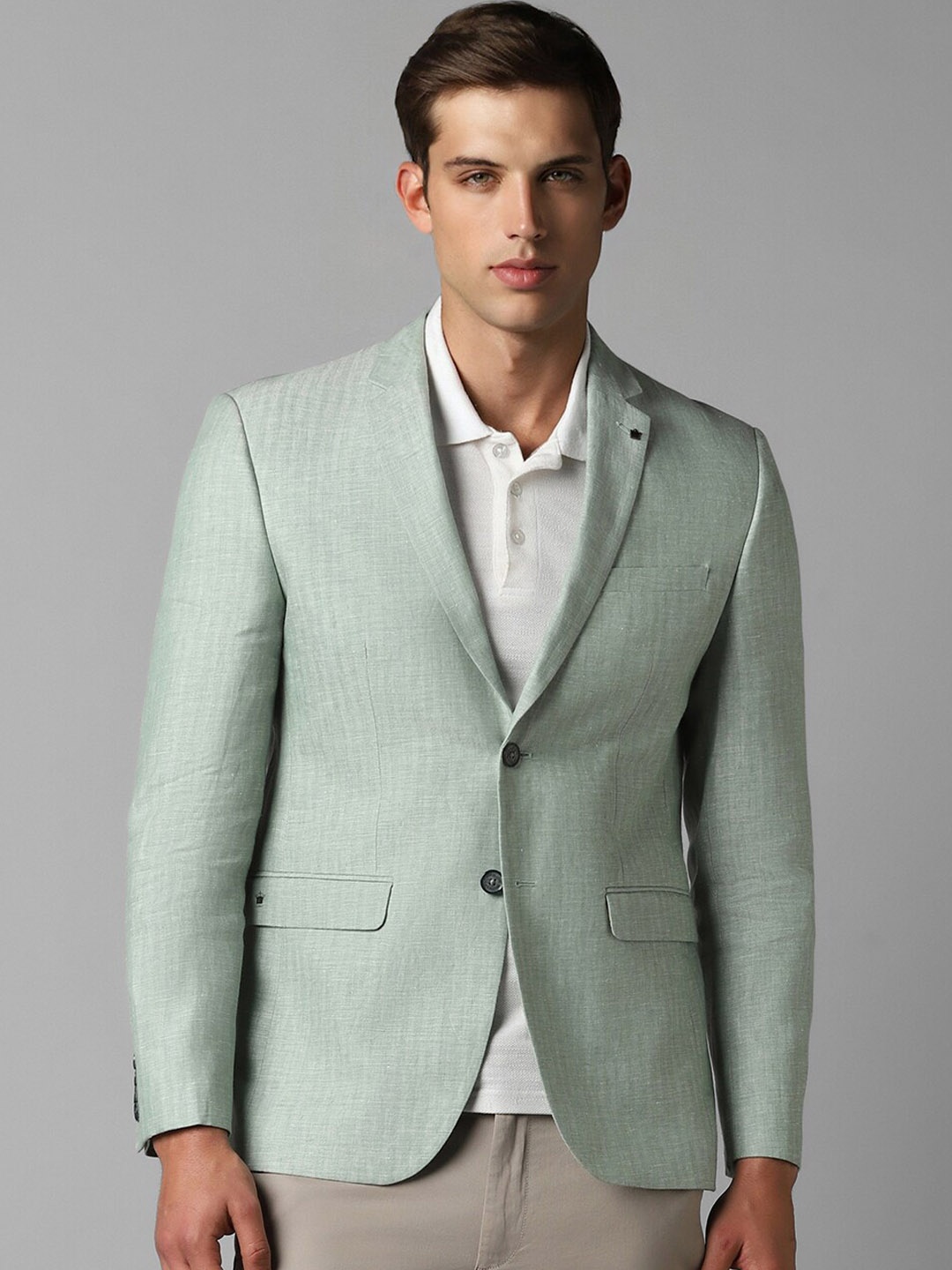 

Louis Philippe Slim-Fit Single Breasted Blazer, Green