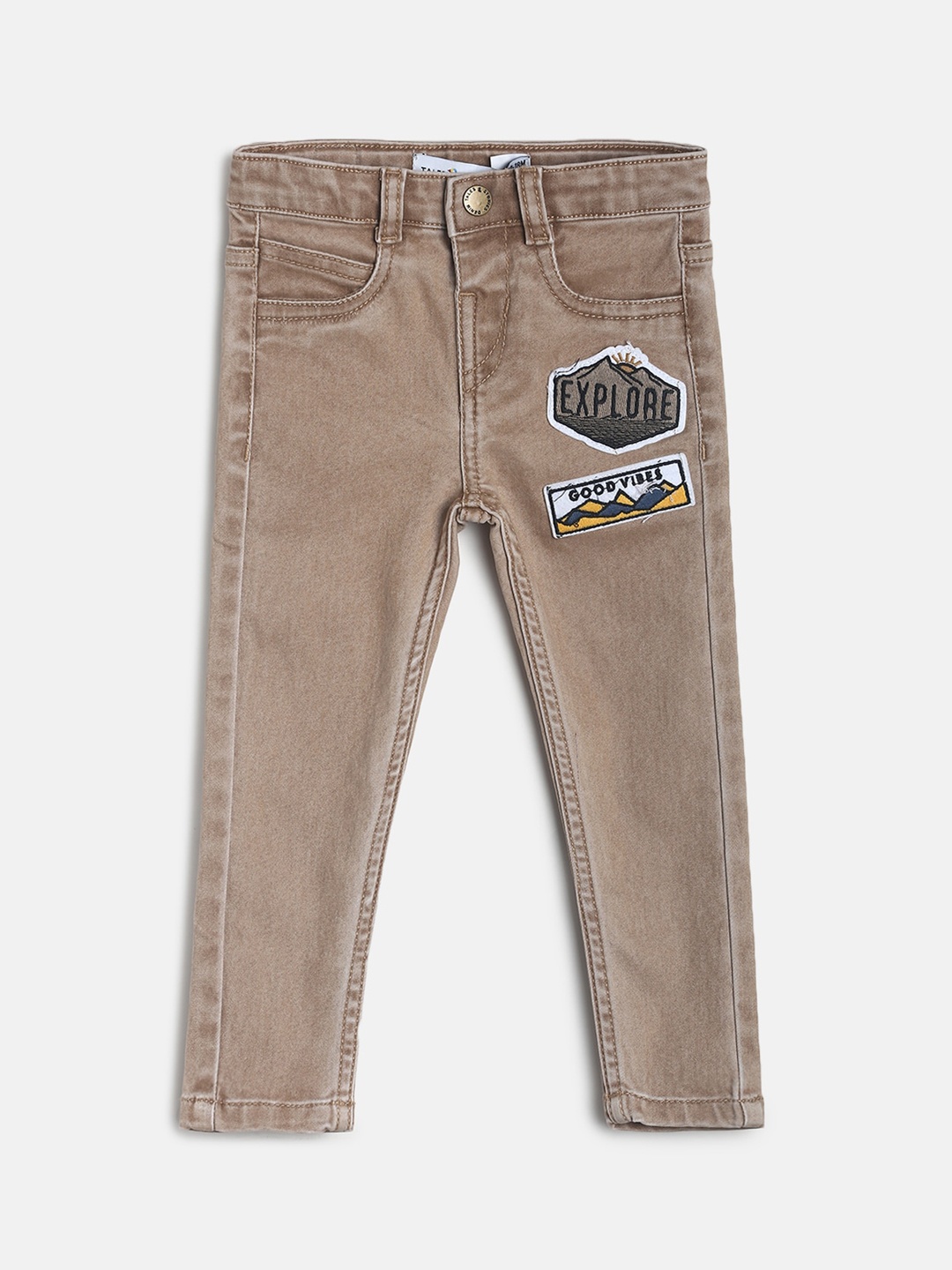 

TALES & STORIES Boys Slim Fit Mid-Rise Jeans, Khaki