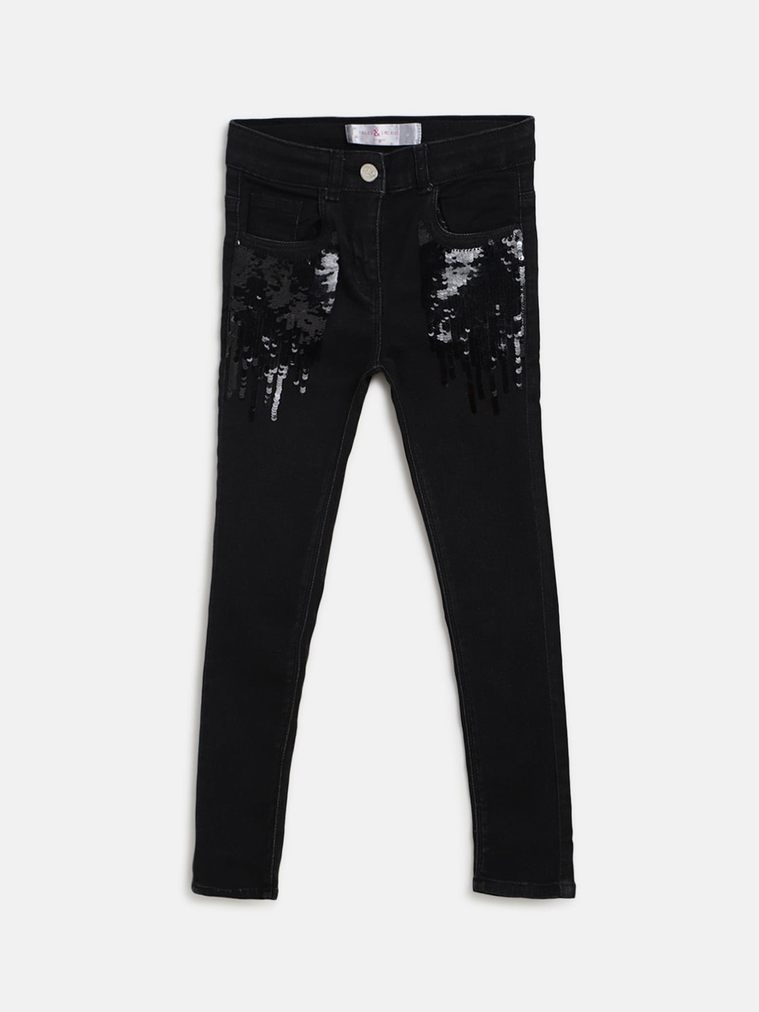 

TALES & STORIES Girls Embellished Slim Fit Stretchable Jeans, Black