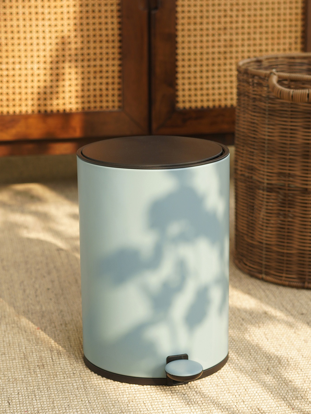 

Pure Home and Living Blue Colorblocked Pedal Dustbin With Lid
