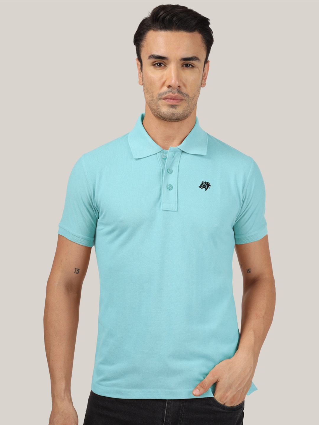 

Greylongg Polo Collar Cotton T-shirt, Blue