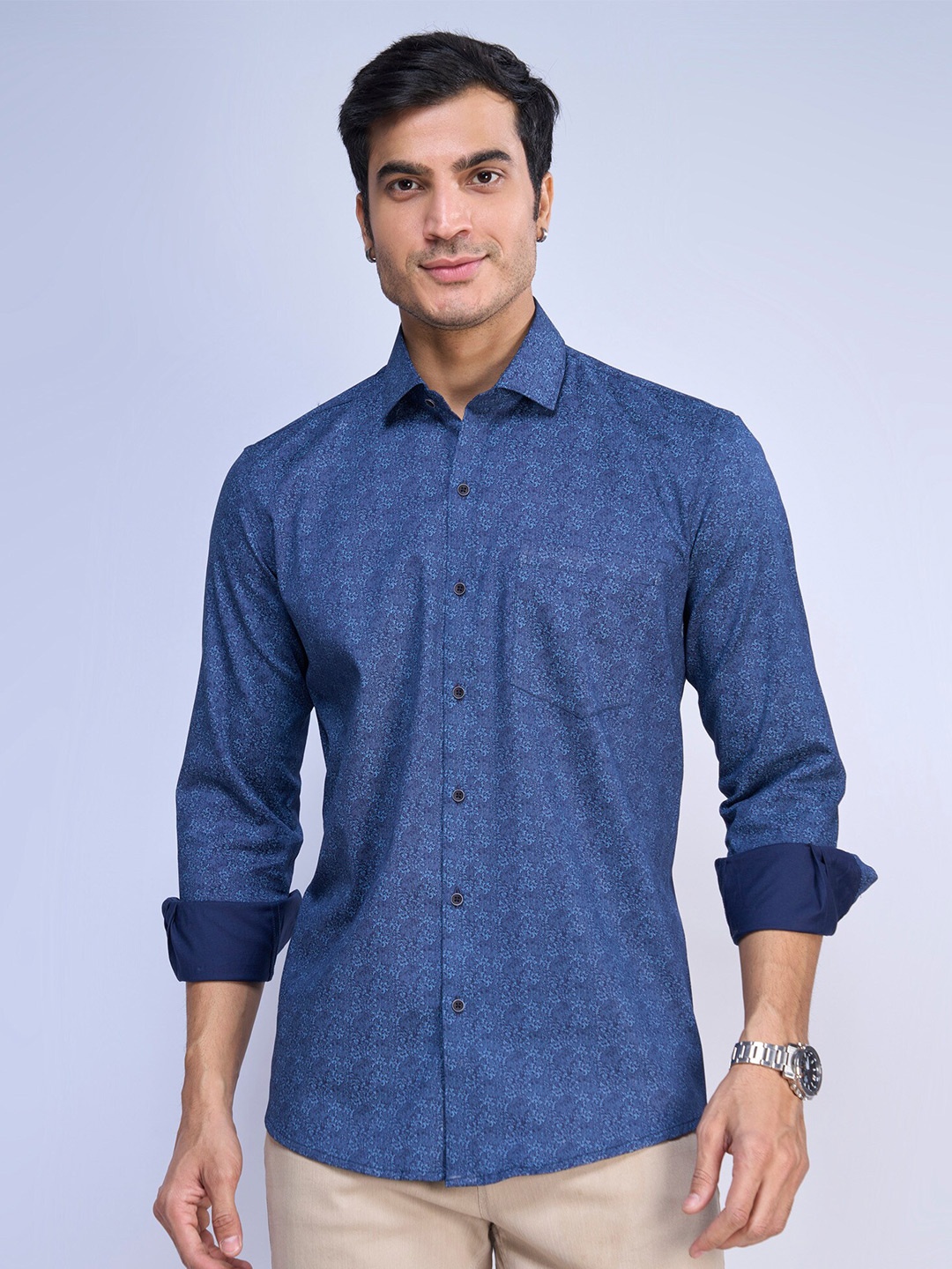 

MARK & ALBERT Slim Fit Floral Opaque Printed Casual Shirt, Blue