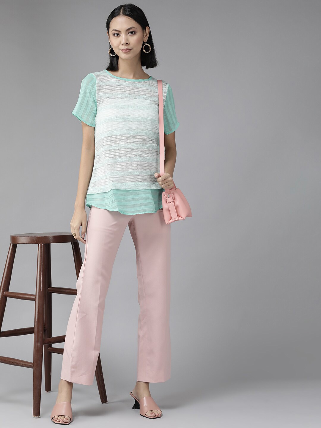 

BAESD Self Design Georgette Top, Sea green