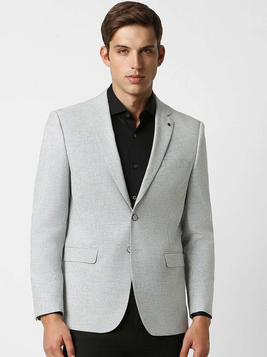 

Van Heusen Slim-Fit Self Design Single Breasted Formal Blazer, Grey
