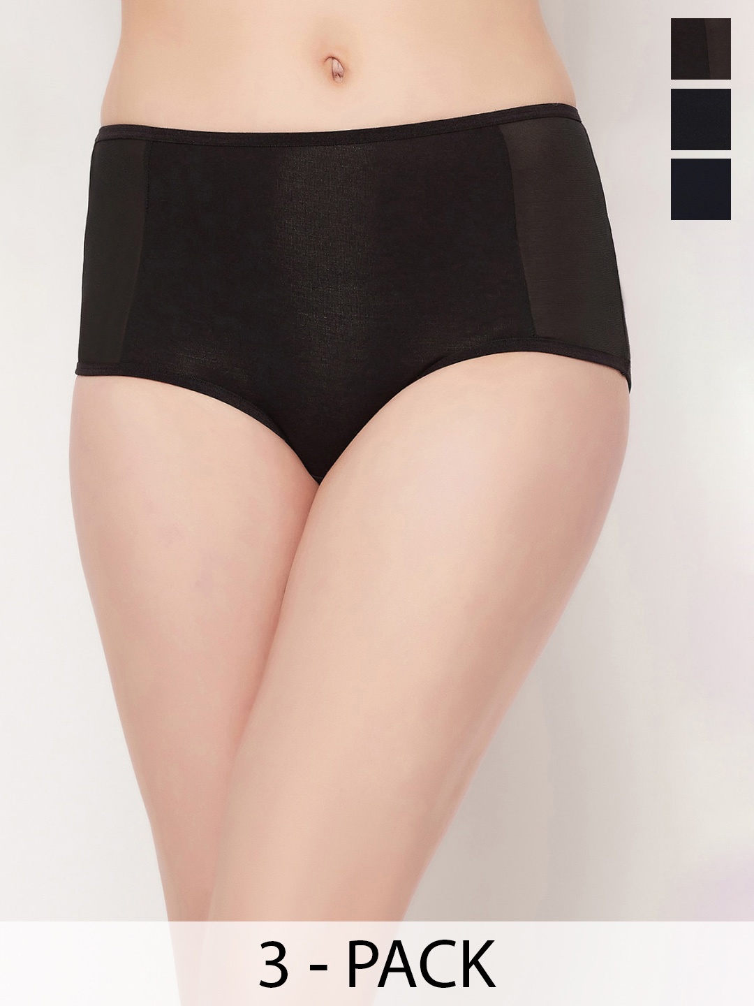 

Clovia Black Pack Of 3 Anti Bacterial Hipster Briefs