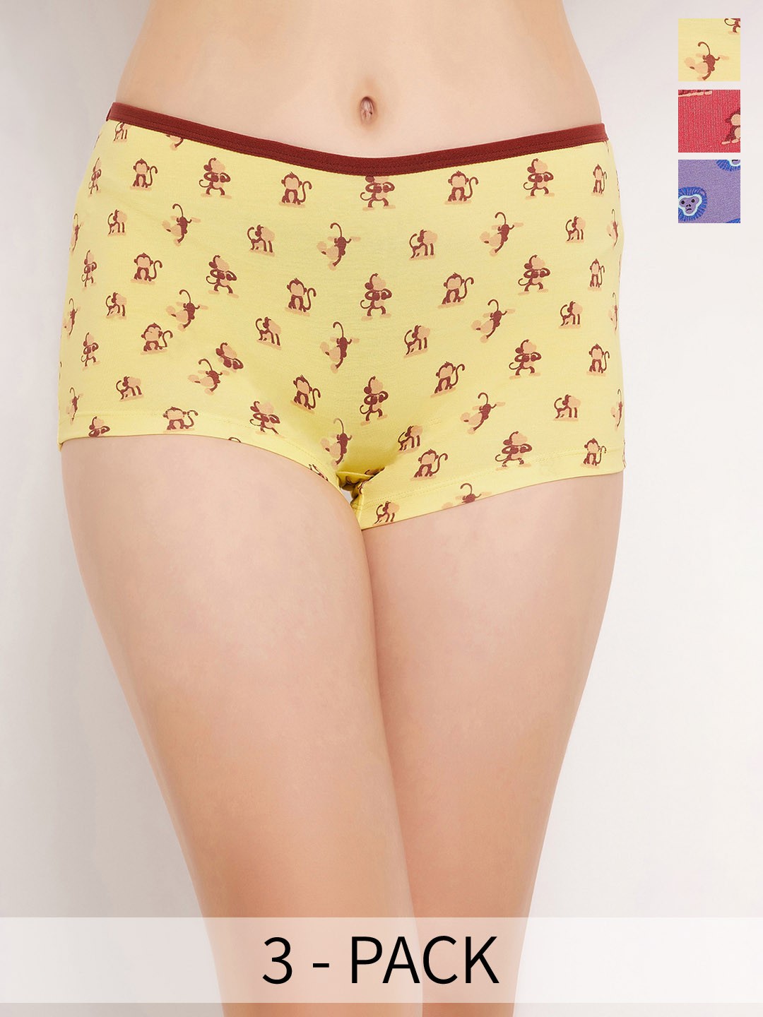 

Clovia Pack Of 3 Printed Boy Short Briefs, Yellow