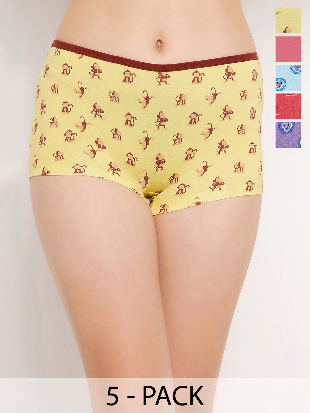 

Clovia Red Pack Of 5 Conversational Printed Boy Short Briefs