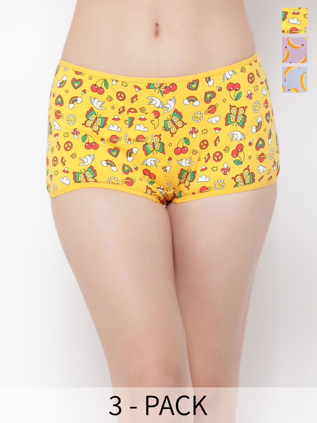 

Clovia Pack Of 3 Printed Boy Short Briefs, Purple