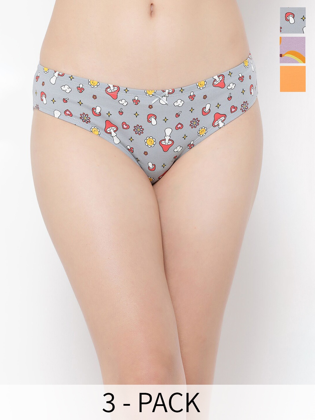 

Clovia Pack Of 3 Printed Hipster Briefs, Multi