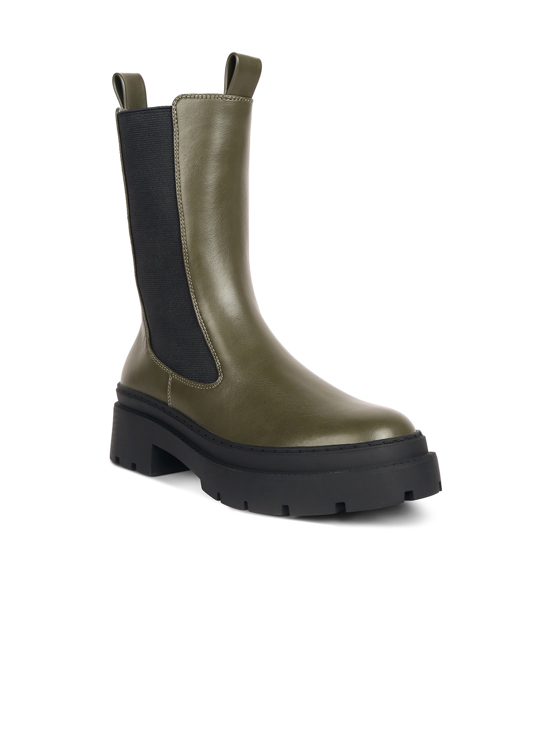 

London Rag Women High Top Chelsea Boots, Olive