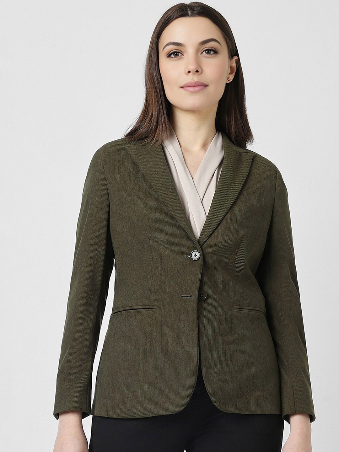 

Van Heusen Woman Textured Single-Breasted Formal Blazer, Green