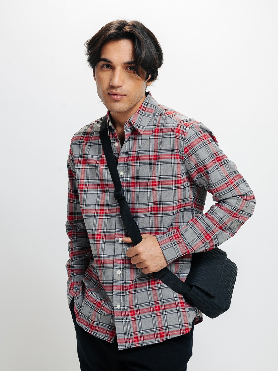 

FREAKINS Tartan Checks Cotton Checked Casual Shirt, Green