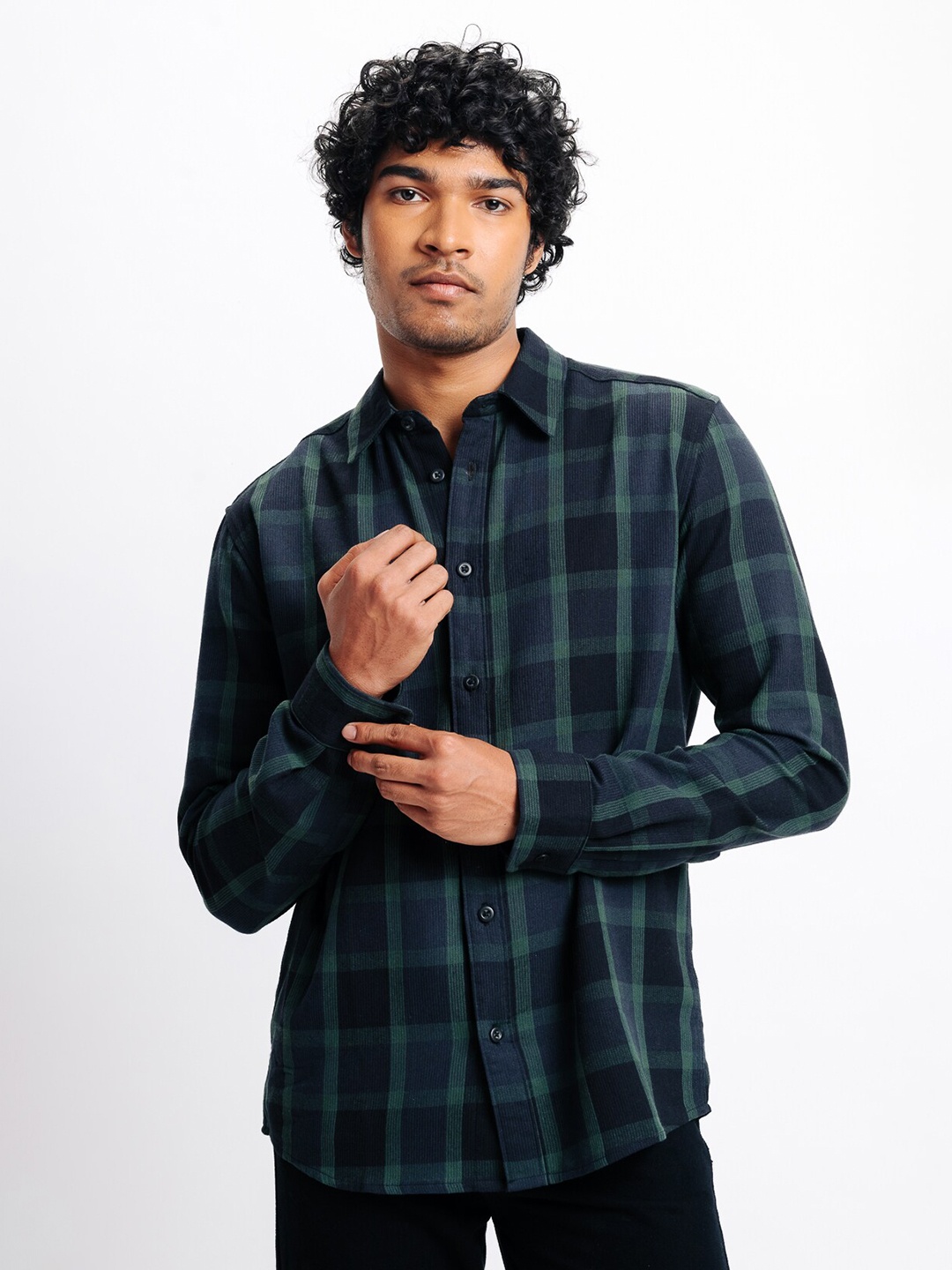 

FREAKINS Cotton Checked Casual Shirt, Blue