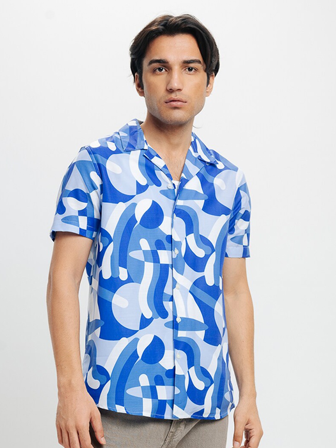 

FREAKINS Abstract Printed Casual Shirt, Blue