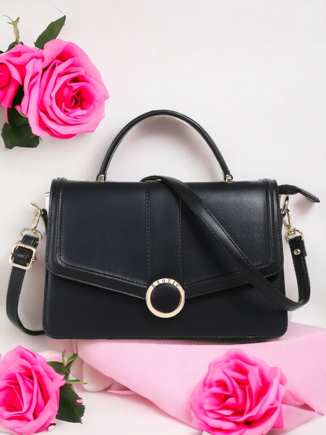 

Exotic PU Structured Handheld Bag with Tasselled, Black