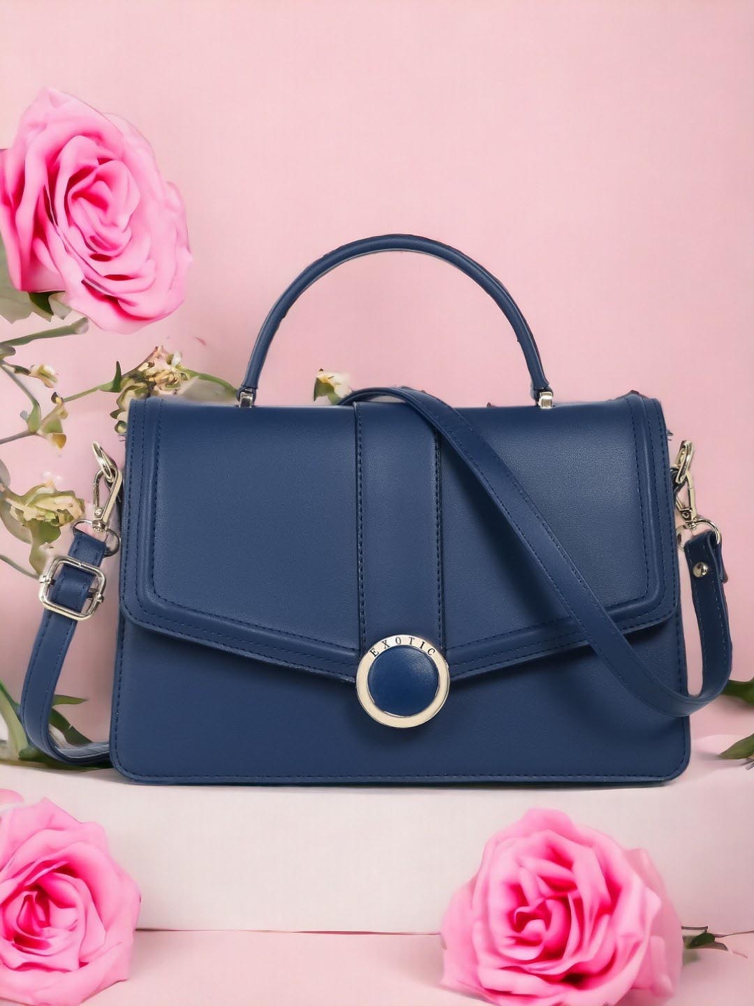 

Exotic Structured Handheld Bag, Blue