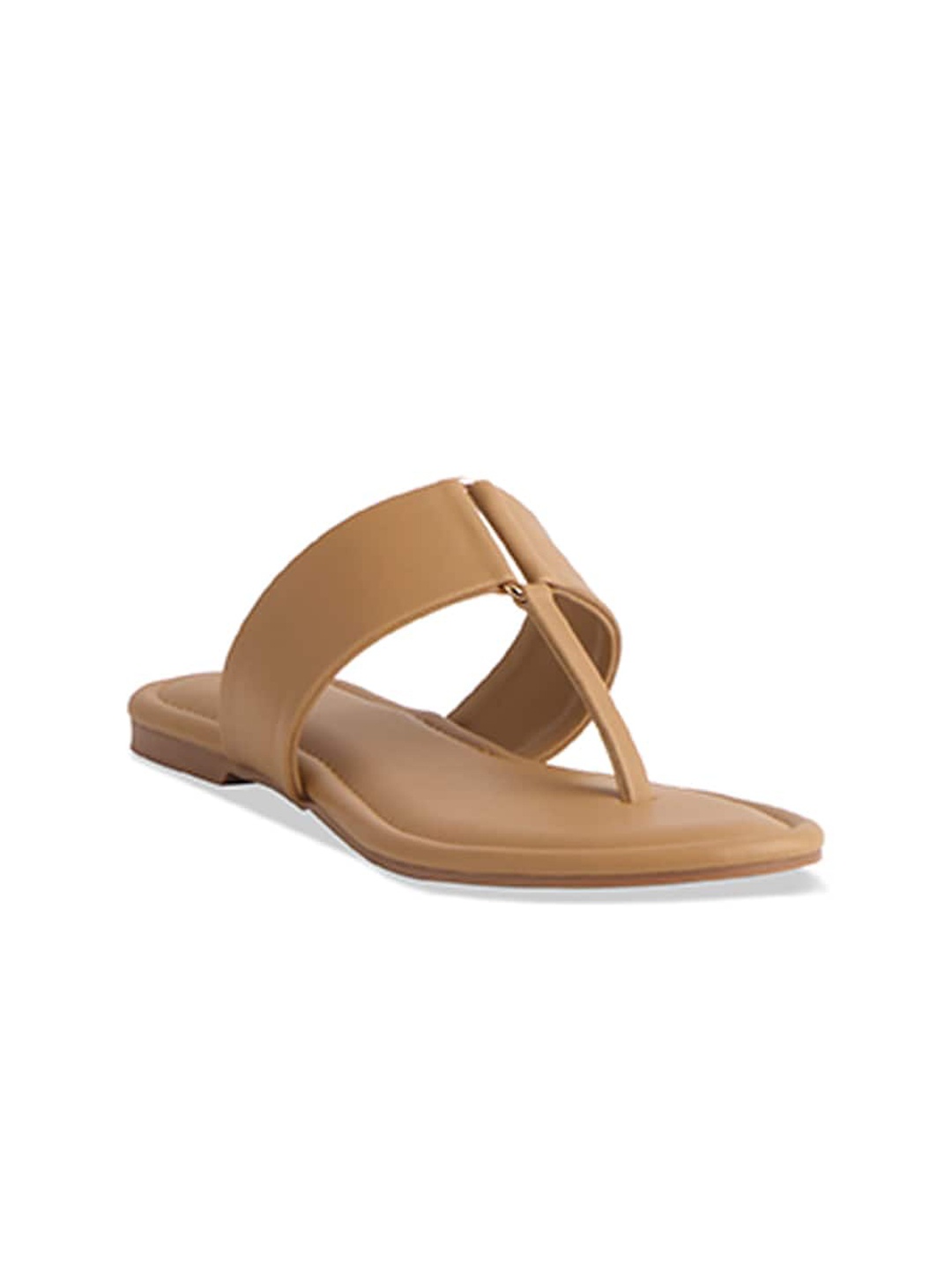 

ERIDANI Open Toe T-Strap Flats, Beige