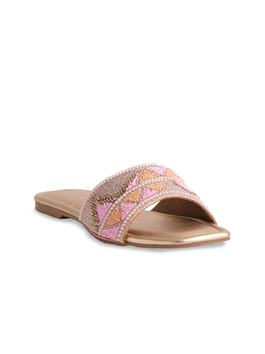 

ERIDANI Embellished Open Toe Flats, Rose gold