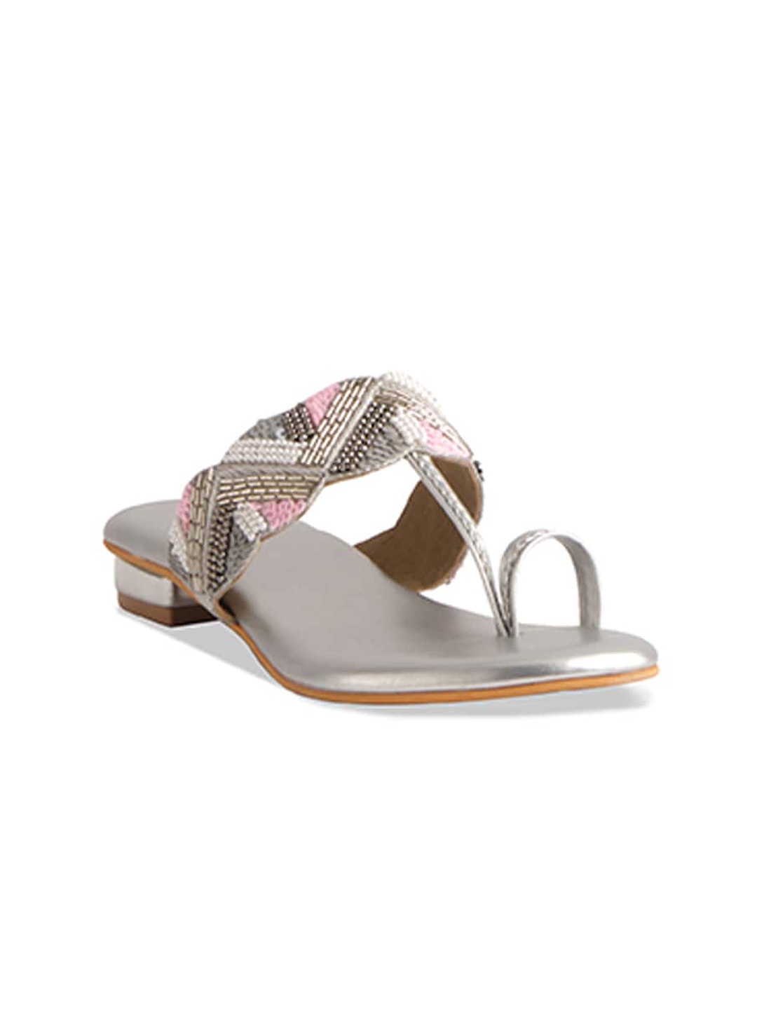 

ERIDANI Embellished One Toe Flats, Silver
