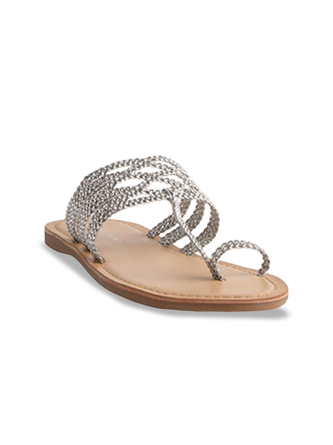 

ERIDANI Textured One Toe Flats, Silver