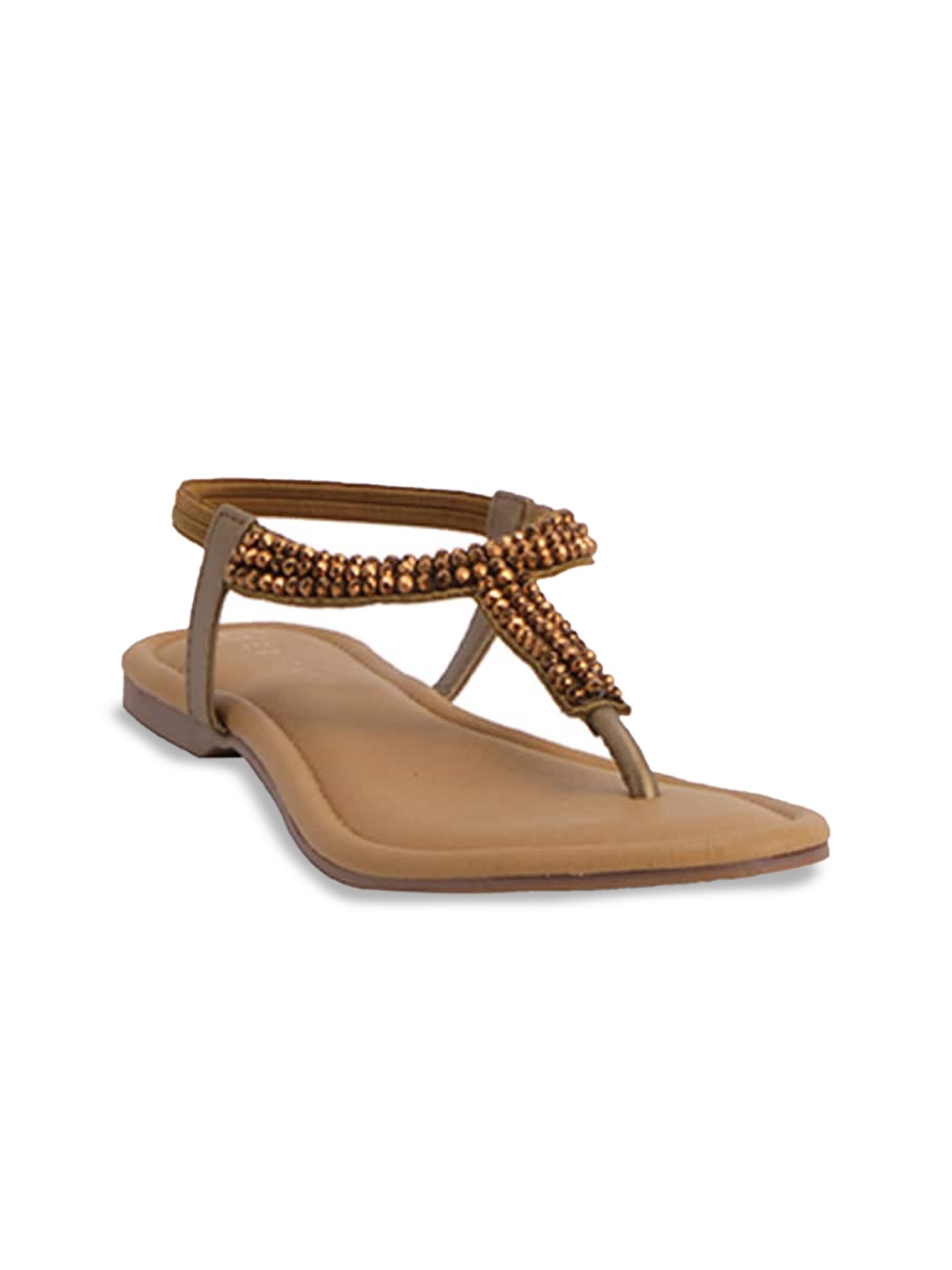 

ERIDANI Embellished T-Strap Flats, Bronze