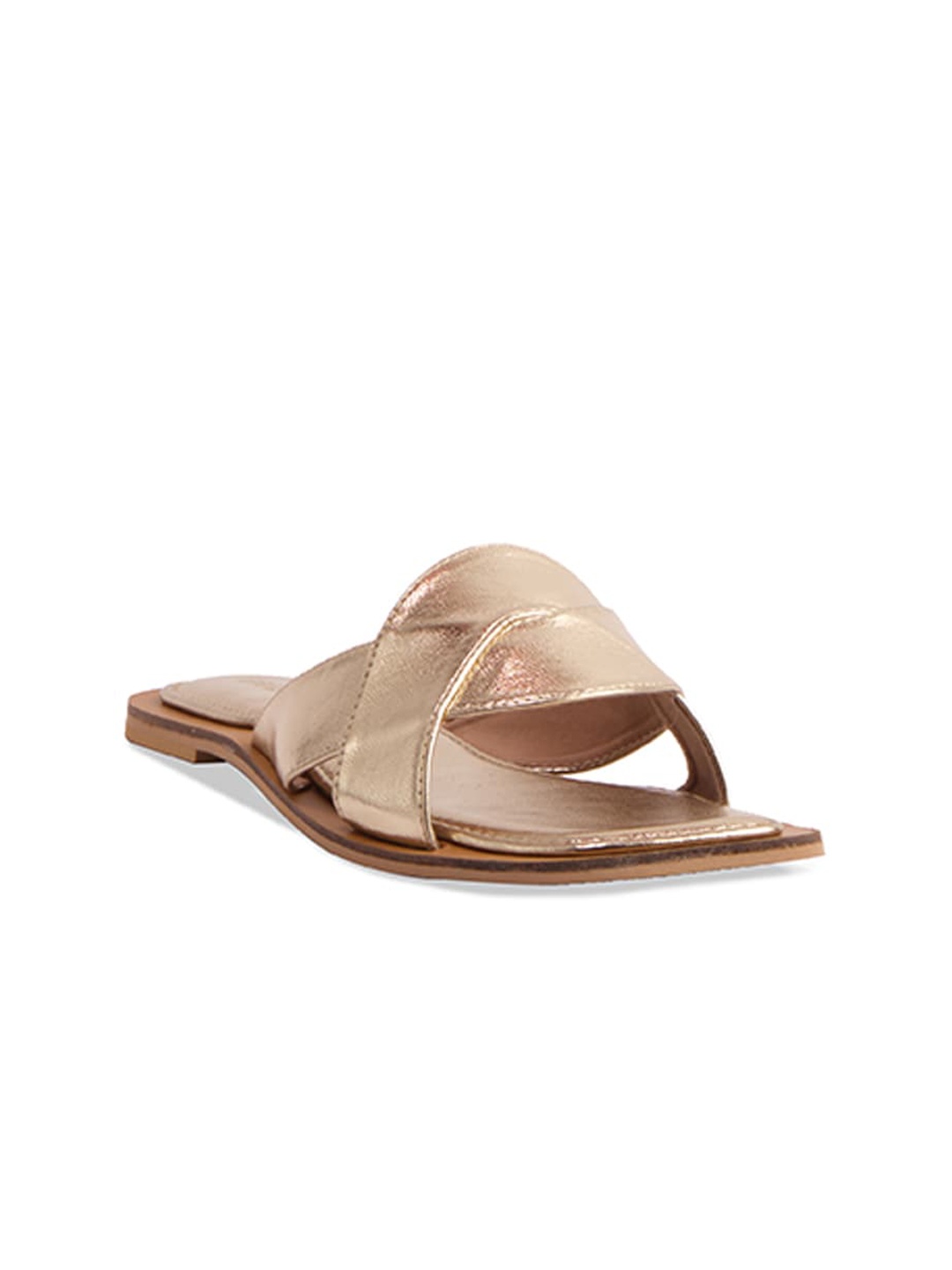 

ERIDANI No Back Strap Open Toe Flats, Gold
