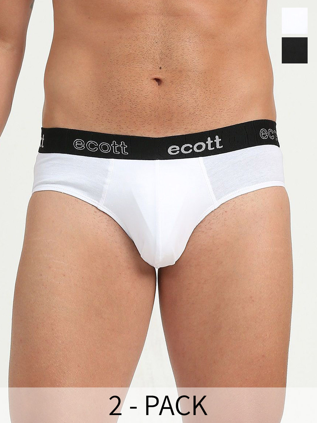 

ecott Pack Of 2 Premium Cotton Briefs ECT#1UFBRIEF_2BW_S, White