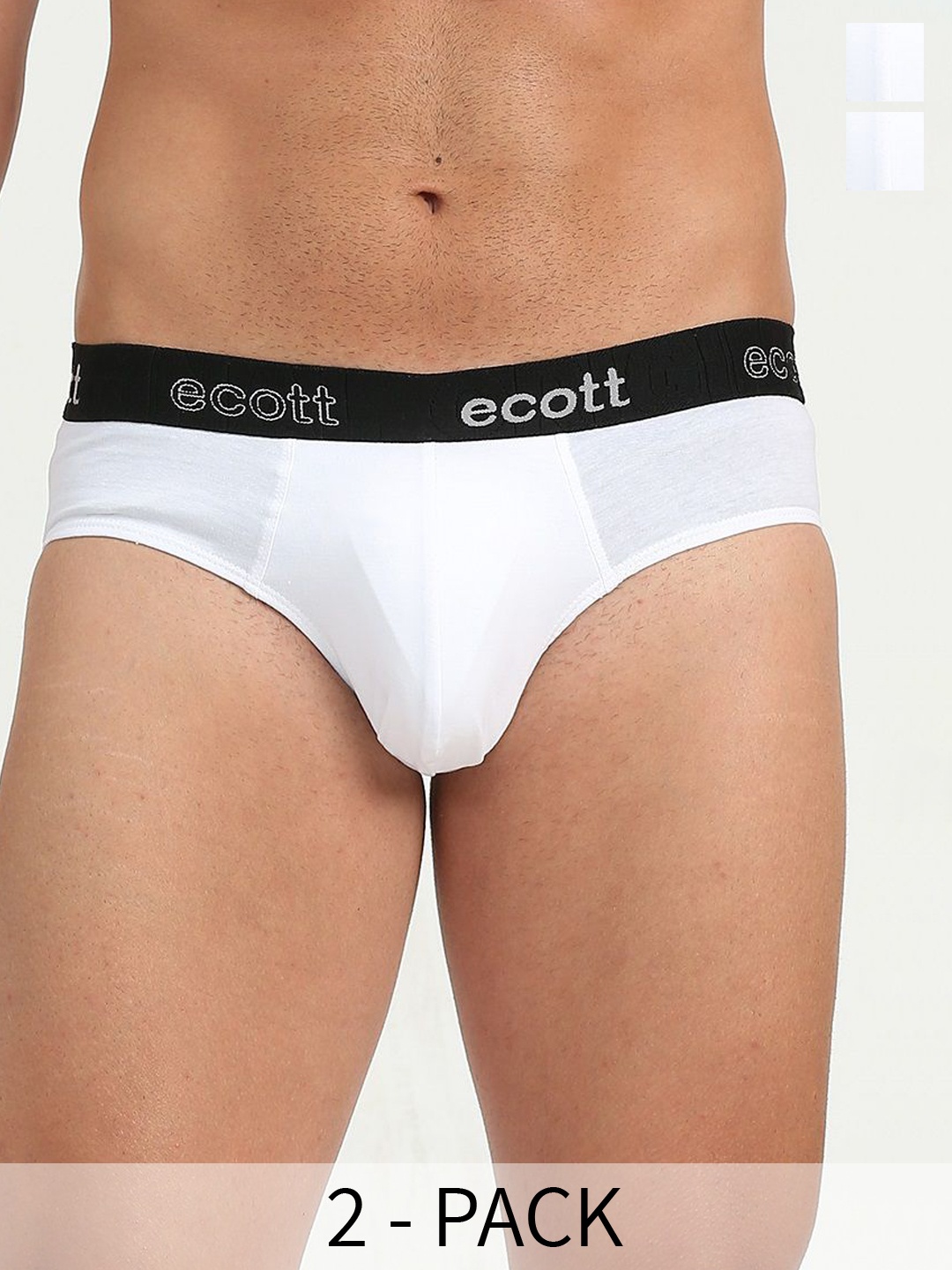 

ecott Pack Of 2 Cotton Basic Briefs ECT#1UFBRIEF_2WW_S, White