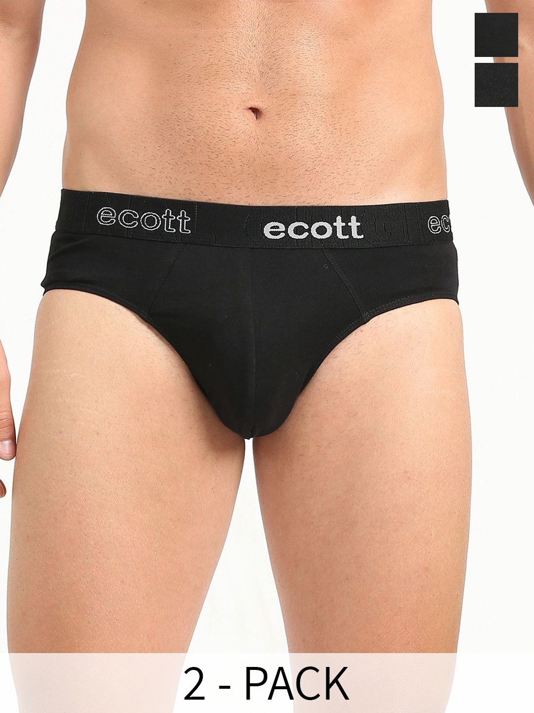 

ecott Pack Of 2 Cotton Basic Briefs ECT#1UFBRIEF_2BB_S, Black