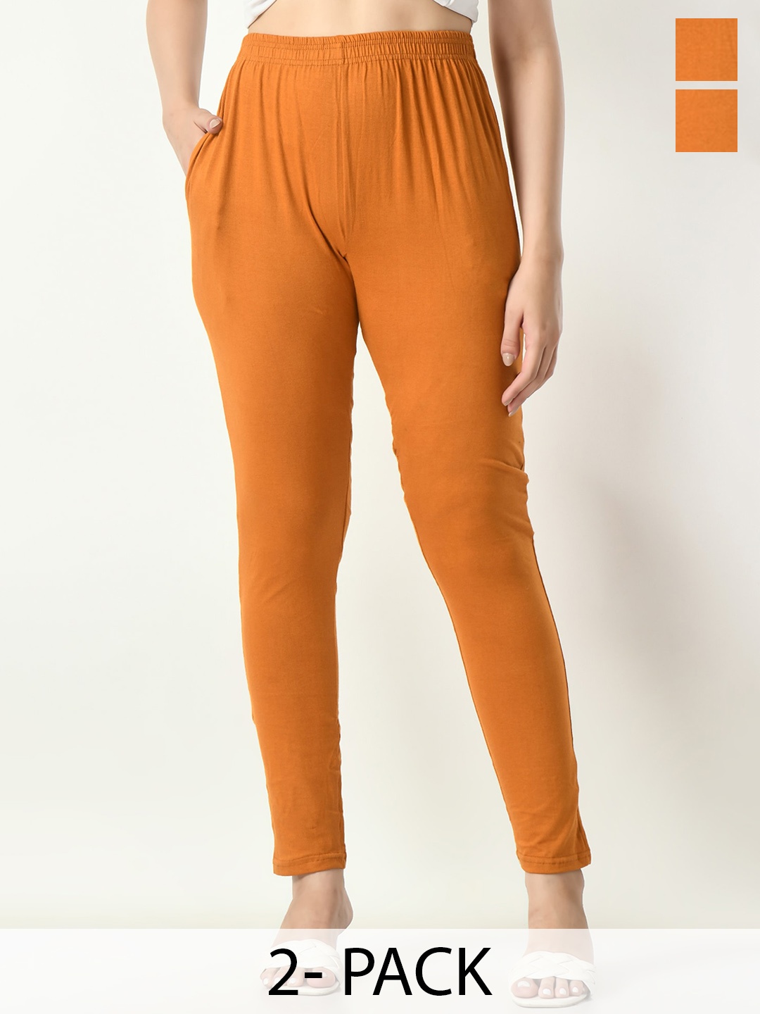 

BAESD Pack Of 2 Ankle Length Leggings, Mustard