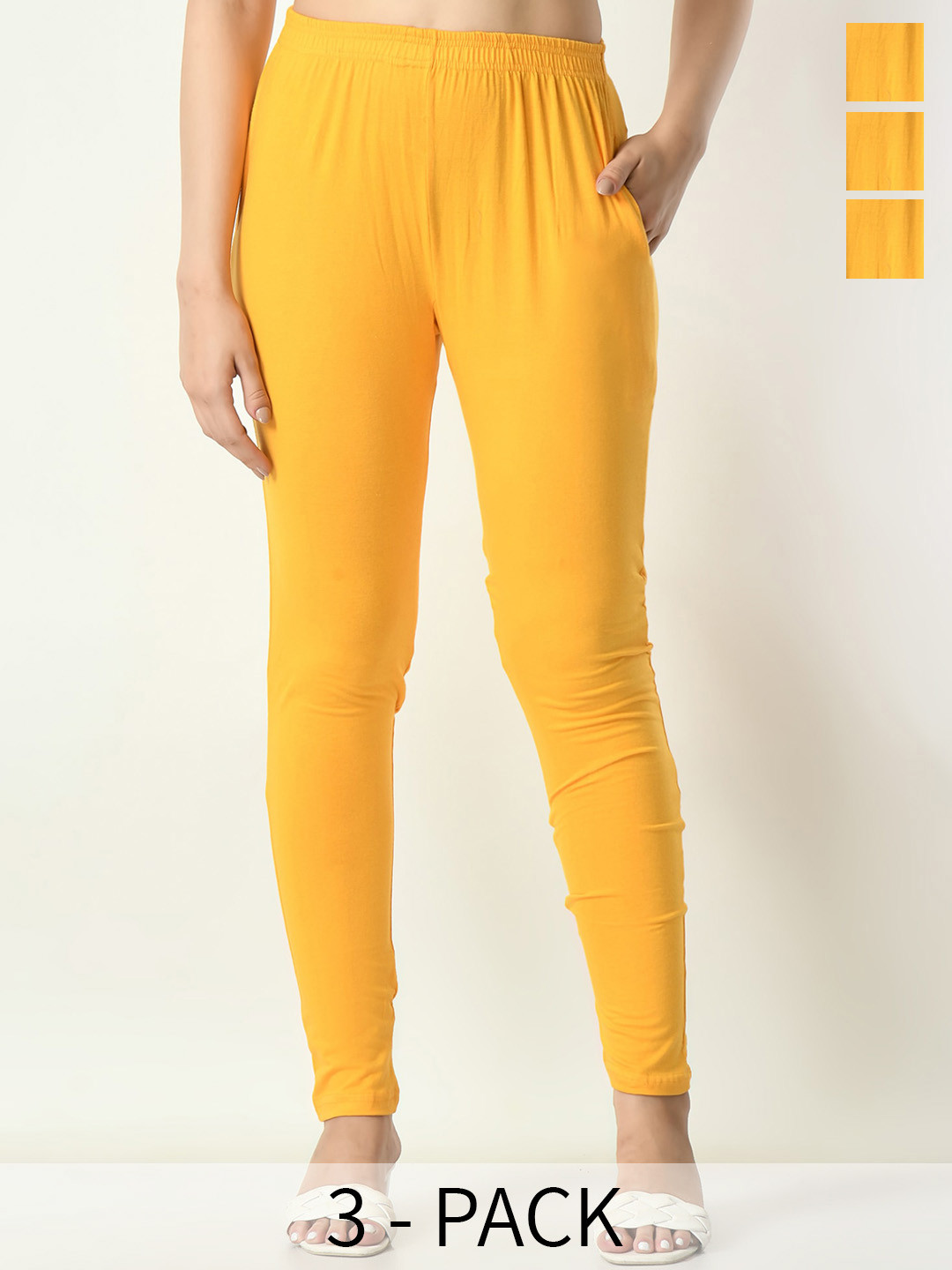

BAESD Pack Of 3 Ankle Length Leggings, Yellow