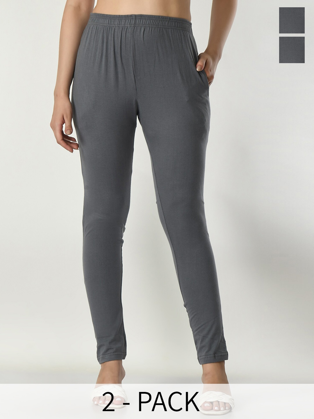 

BAESD Pack Of 2 Ankle Length Leggings, Grey