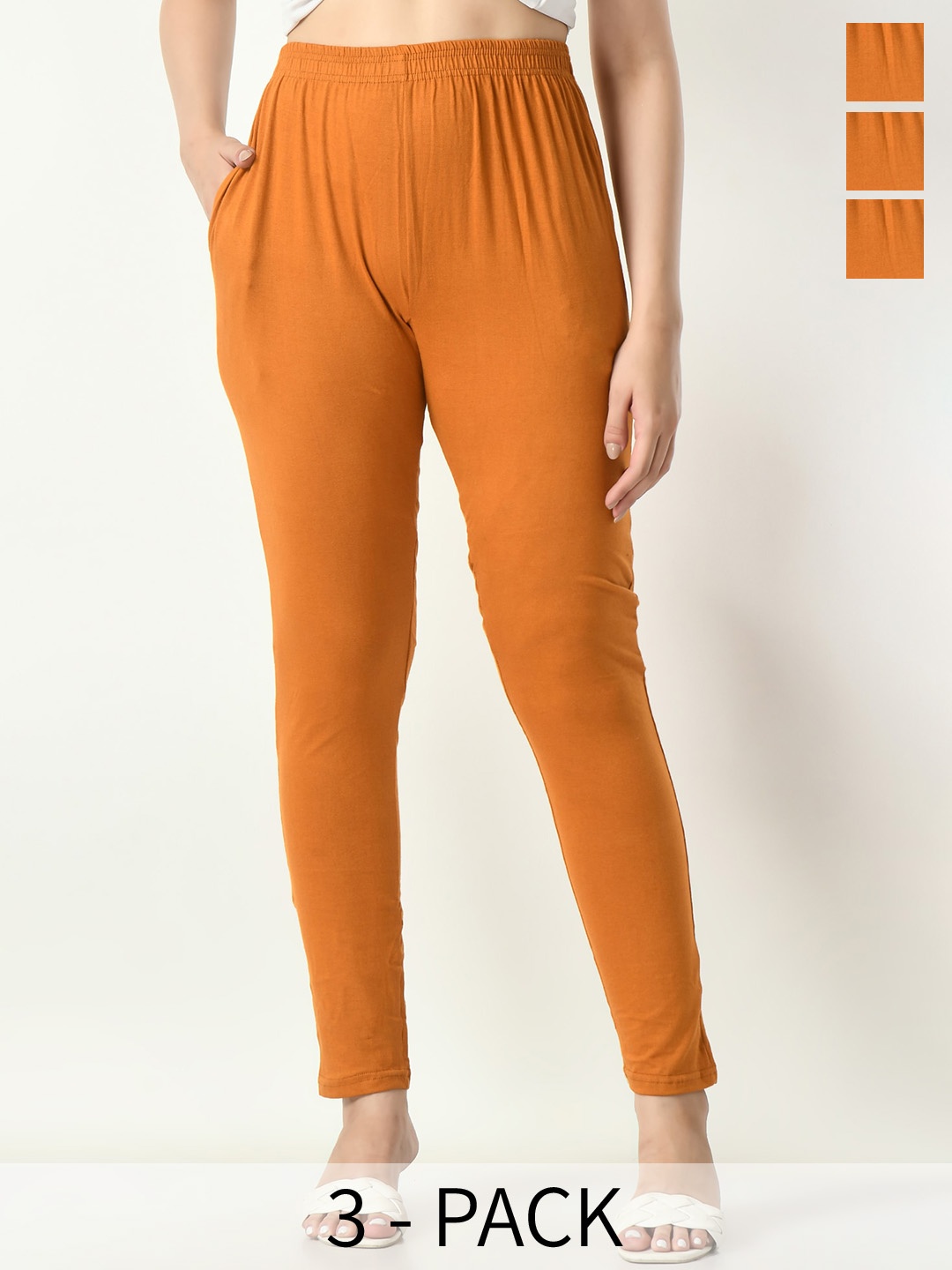 

BAESD Pack Of 3 Ankle Length Leggings, Mustard