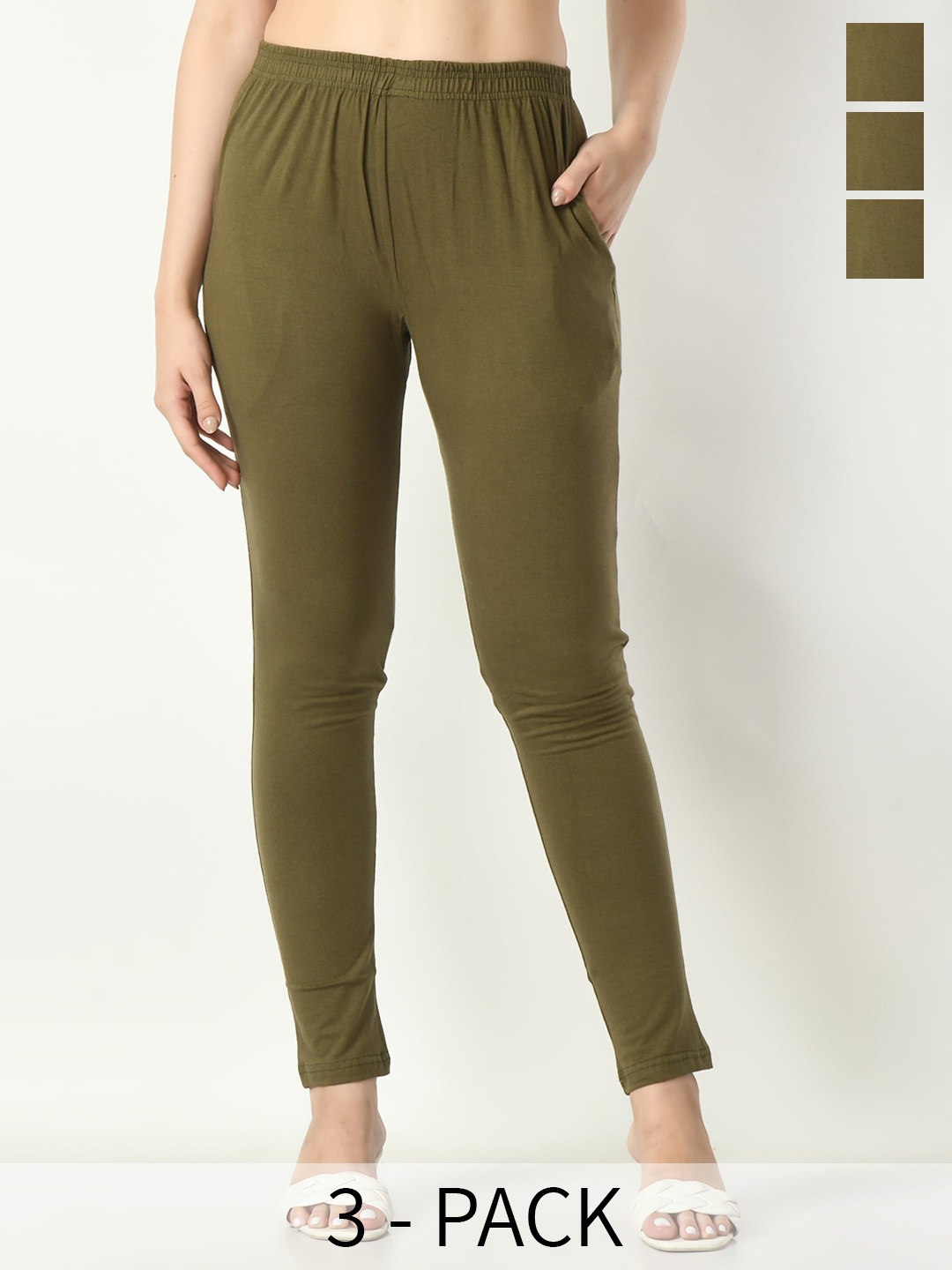 

BAESD Pack Of 3 Ankle Length Leggings, Green