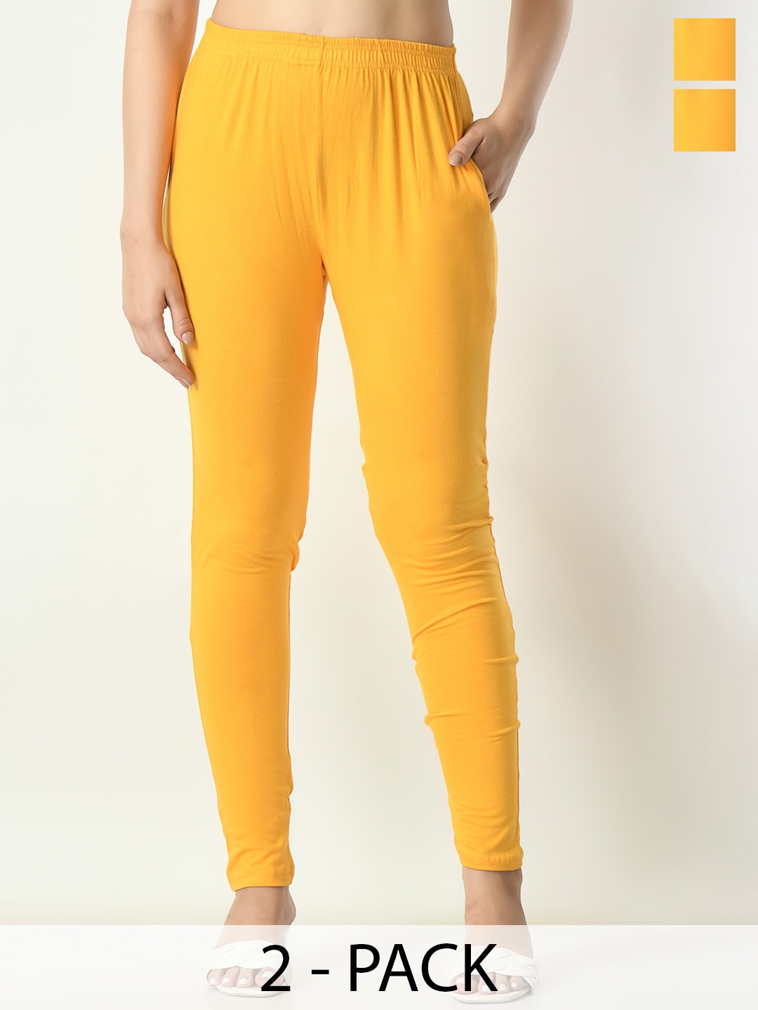 

BAESD Pack Of 2 Ankle-Length Leggings, Yellow