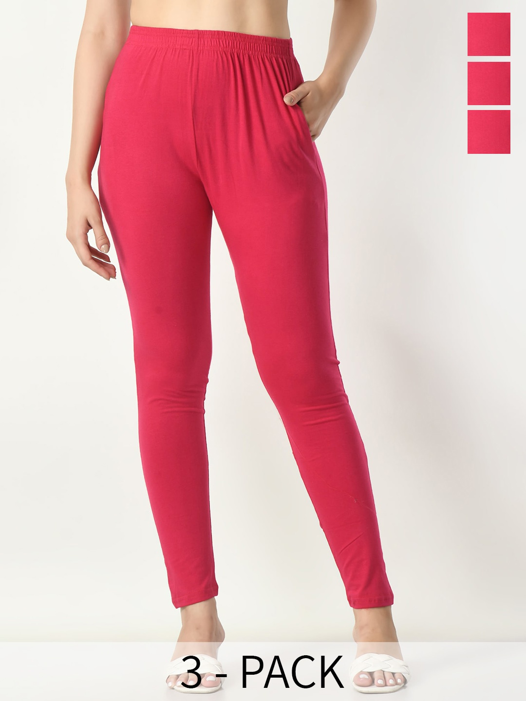

BAESD Pack Of 3 Ankle Length Leggings, Magenta